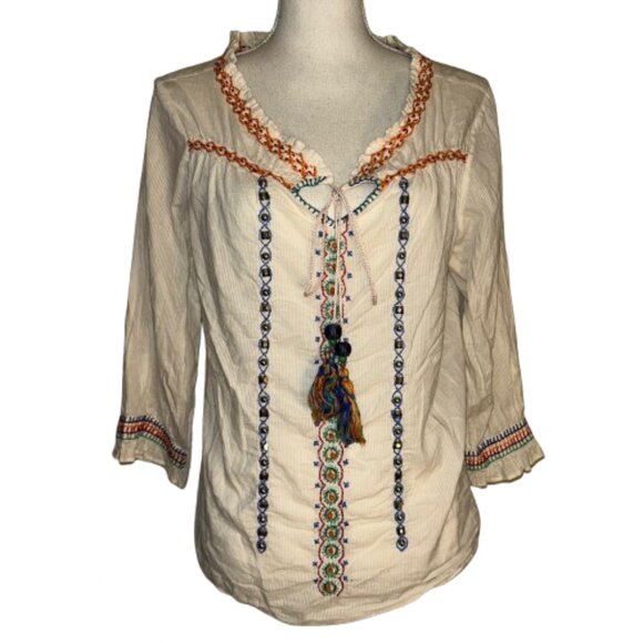 British India Traveller Blouse Top Embroidered - Picture 1 of 12